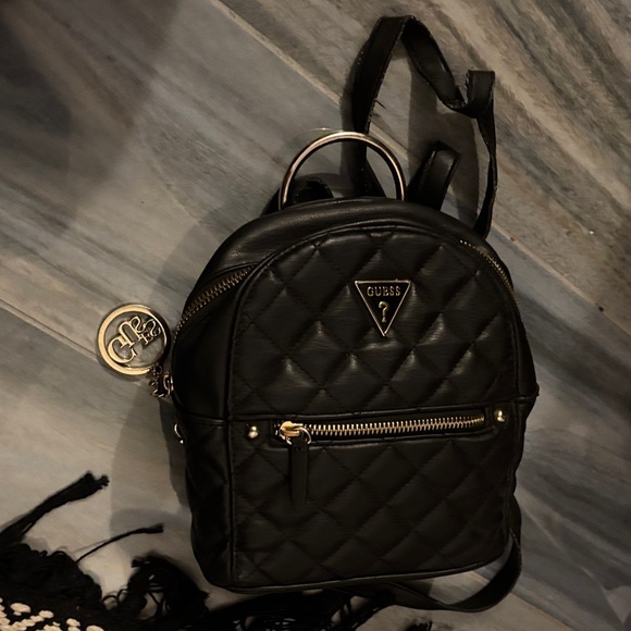 GUESS Quilted Black Backpack with Gold Accents main image 11
